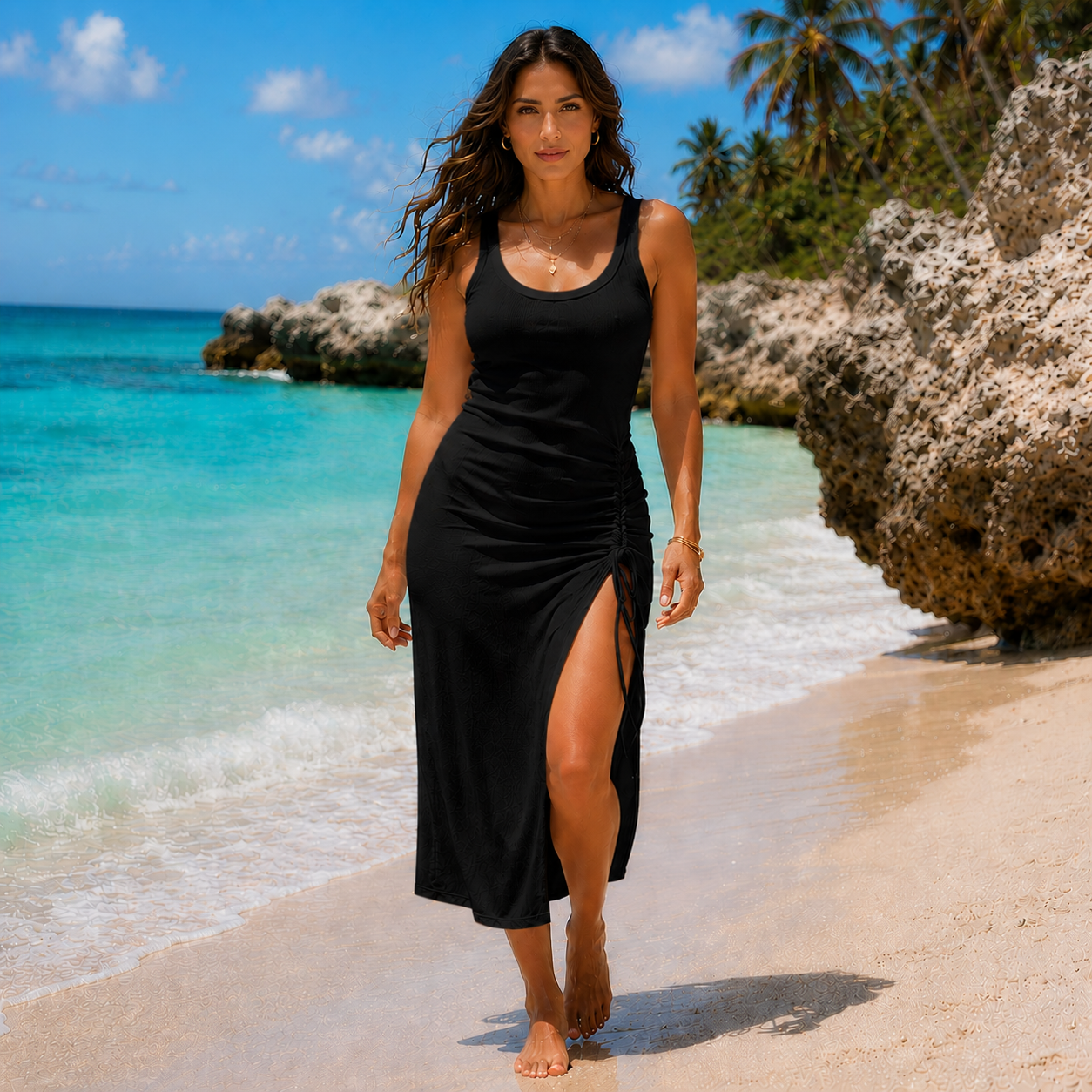 Siren Coast Ruched Maxi Dress